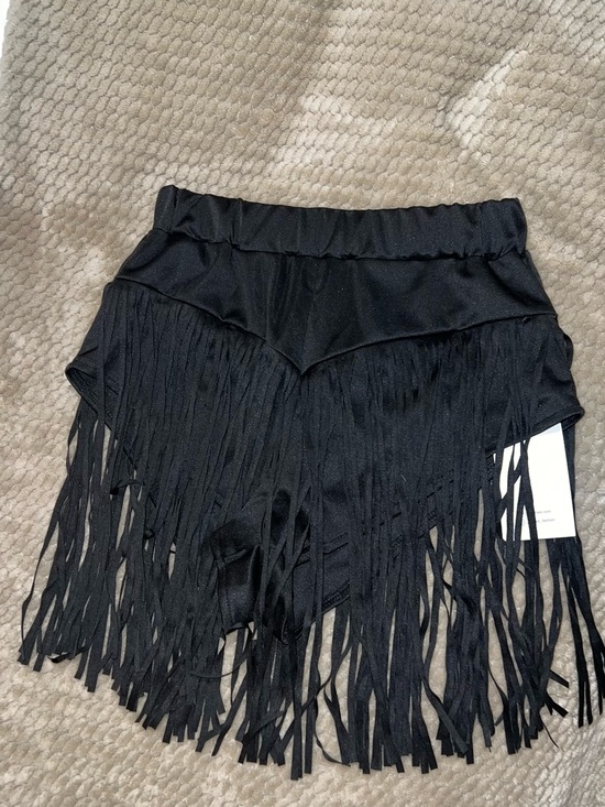 ROMWE Pants - ROMWE Black Fringe High-Rise Skort